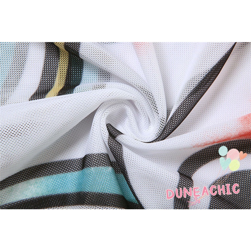 Đầm Sát Nách Cổ Tròn Phối Lưới In Họa Tiết Quyến Rũ Cho Nữ