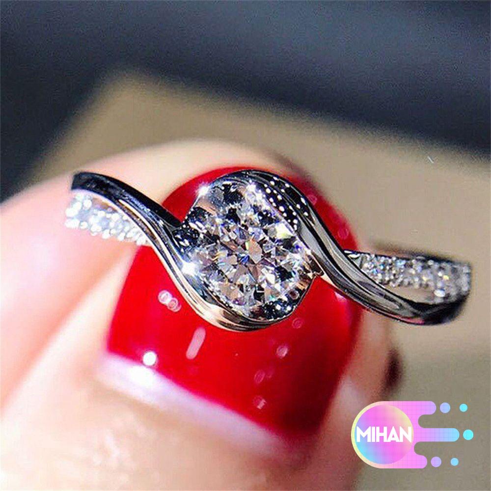 Nhẫn Cưới Đính Đá Sapphire Trắng MIHAN1 Thanh Lịch Cho Nữ 925|Nhẫn Đính Đá Màu Trắng Size 6-10