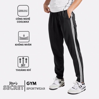 Quần dài thể thao nam vải polyester 2 sọc co dãn 4 chiều ống suông DAPPERMAN