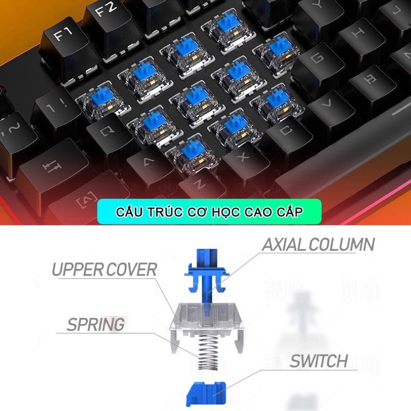 Bàn Phím Cơ Gaming YINOIAO K400PRO Blue Switch 87 Nút LED RGB Nhiều Hiệu Ứng Dùng Cho Máy Tính Laptop