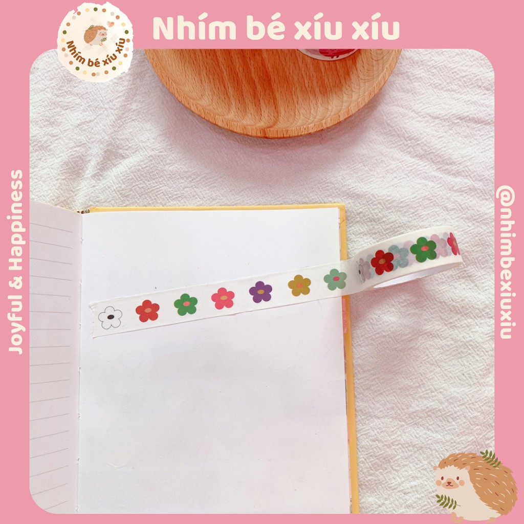 1 cuộn băng dính washi tape 1.5*5m trang trí sổ, bullet journal nhiều chủ đề TN03