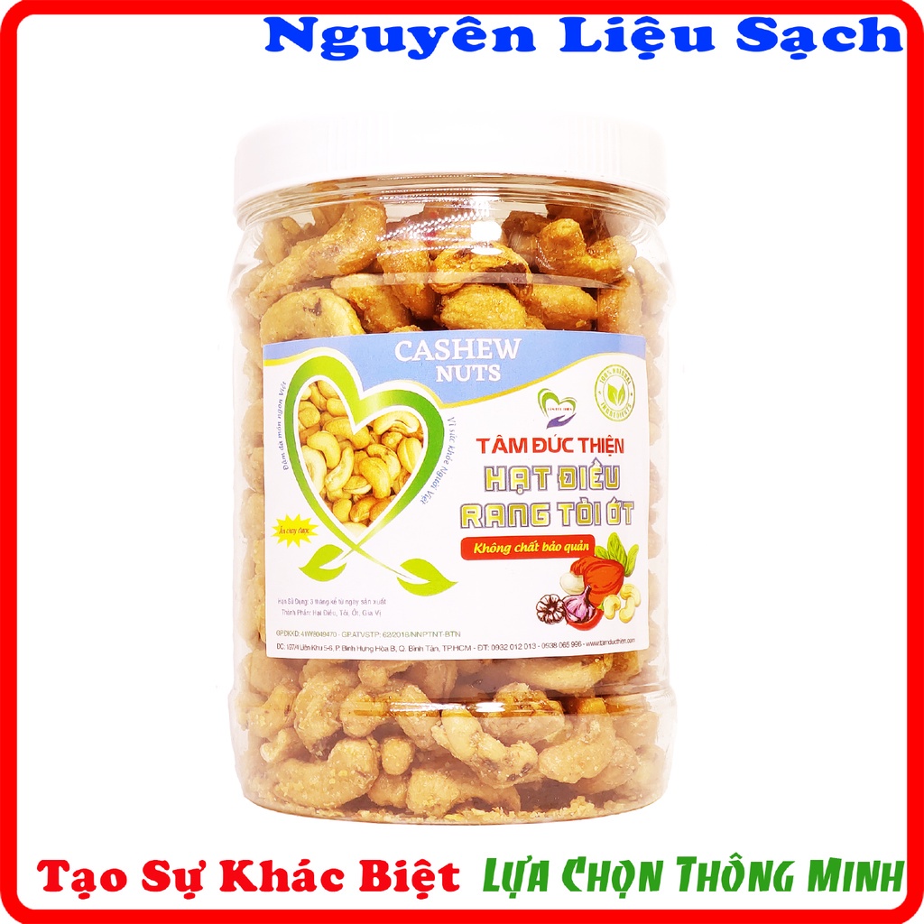 Hộp 500GR Hạt Điều Rang Tỏi ỚtTâm Đức Thiện