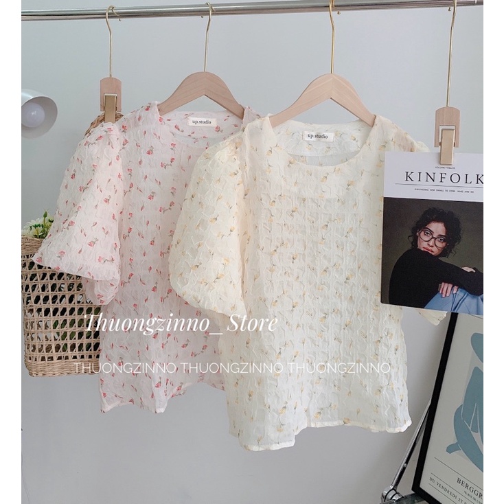 [Ảnh thật/Video] Áo hoa Chiffon Hoạ Tiết Hoa Nhí Cổ Tròn Thanh Lịch Dịu Dàng Cho Nữ ÁO SƠ MI TRẺ TRUNG HÀNG QUẢNG CHÂU