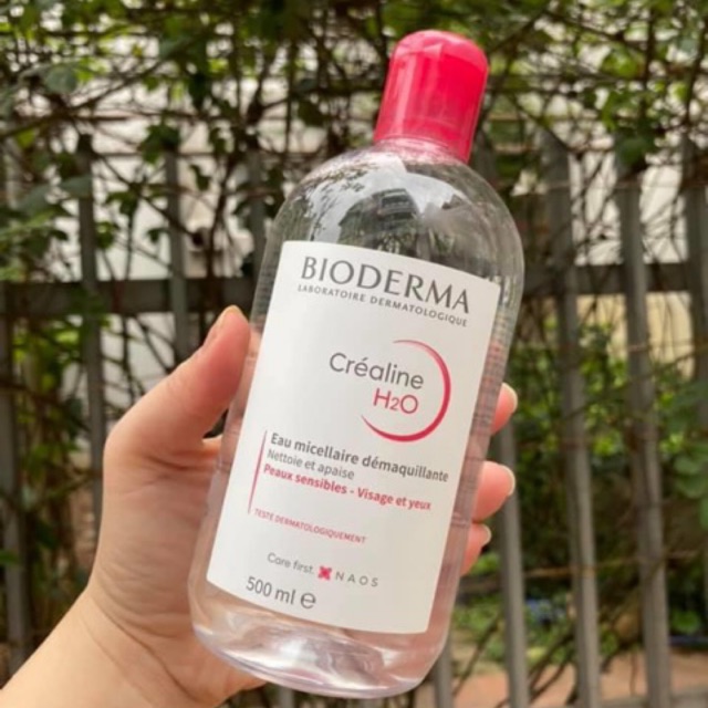 Combo tẩy trang bioderma nội địa Pháp kèm bông tẩy trang 500m