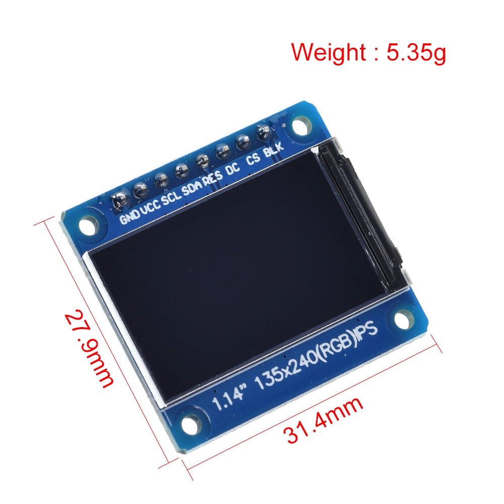 1 Bảng Mạch Màn Hình Ips 1.14 Inch 3.3v 8pin Spi Hd St7789 Drive Ic 135x240