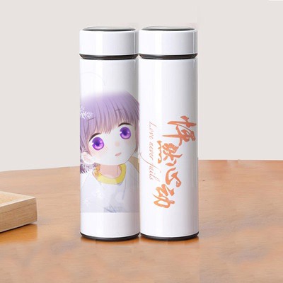 Bình Giữ Nhiệt IN HÌNH Con tim rung động anime chibi INOX có nắp báo nhiệt độ