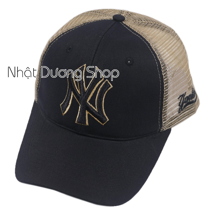 Nón kết lưới thêu chữ NY, khóa nhựa bền đẹp - Đen &amp; Kaki