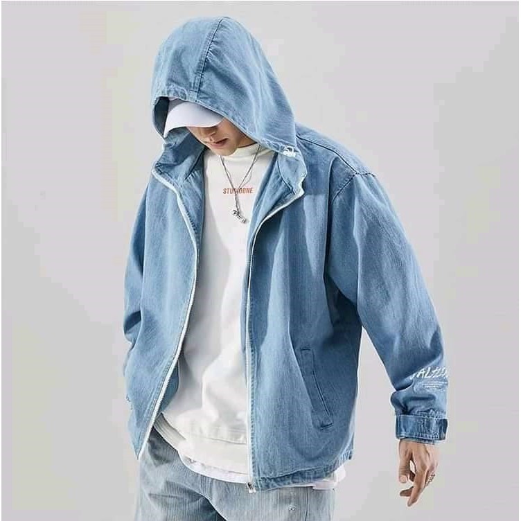 Áo khoác jean unisex nam nữ dây kéo in chữ SAIGONJEAN AKN001 - Áo khoác bò nam nữ ulzzang | BigBuy360 - bigbuy360.vn