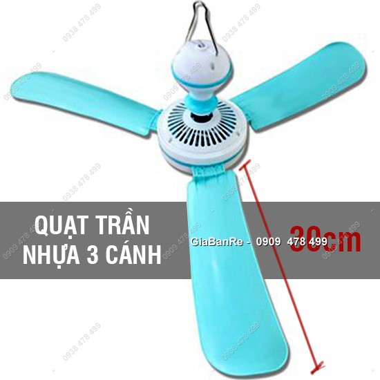 QUẠT TRẦN NHỰA TREO MINI 3 CÁNH ĐẠI - 32CM - 6034