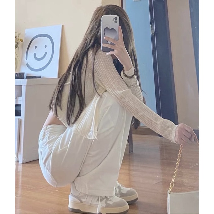 Quần Jeans Trắng Ống Suông