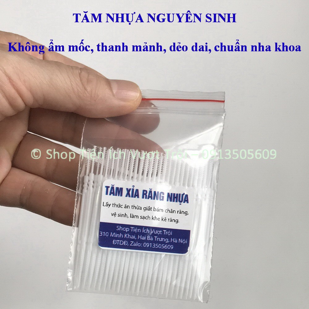 Tăm răng bằng nhựa nguyên sinh, gói 30-100 cái, dẻo dai, vệ sinh sạch kẽ răng, có thể dùng nhiều lần-Tiện Ích Vượt Trội