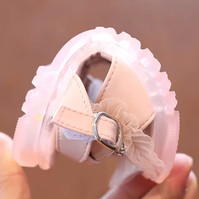 sandal bé gái - dép quai hậu cho bé có đèn led siêu đẹp, da bóng nơ siêu điệu 1-8 tuổi 620