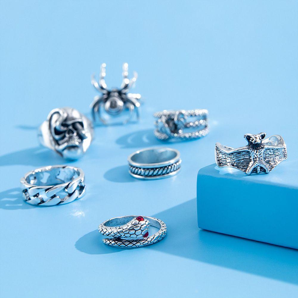 Set Nhẫn Hình Đầu Lâu Bằng Hợp Kim Phong Cách Gothic Thời Trang Cho Cặp Đôi