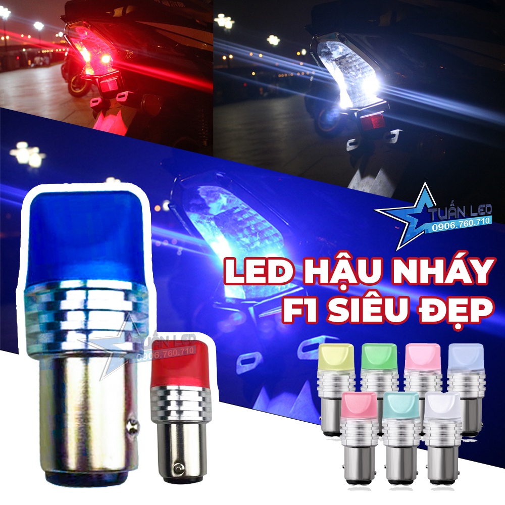 Đèn stop hậu, đèn đuôi xe 12V chế độ có chớp nhấp nháy màu Xanh băng - Trắng - Đỏ