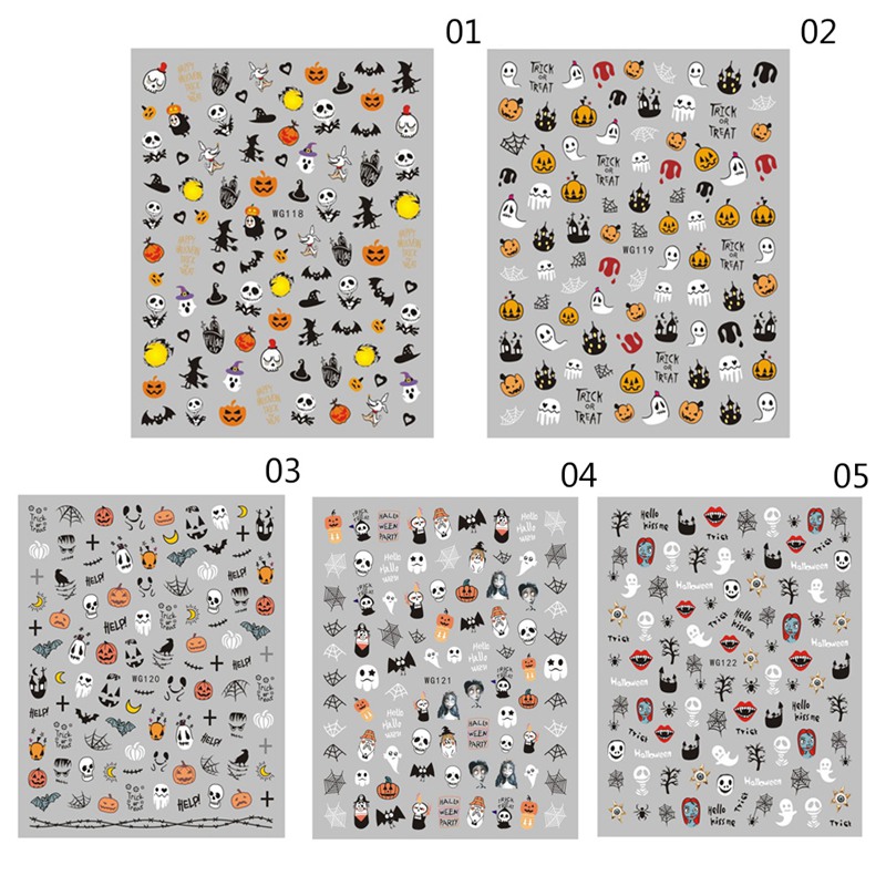 Hình dán trang trí móng tay họa tiết chủ đề Halloween 3D thời trang đáng yêu