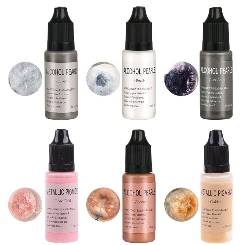 Hộp 6 Màu Mực Cồn Kim Loại Dùng Để Nhuộm Màu Trang Trí Nghệ Thuật