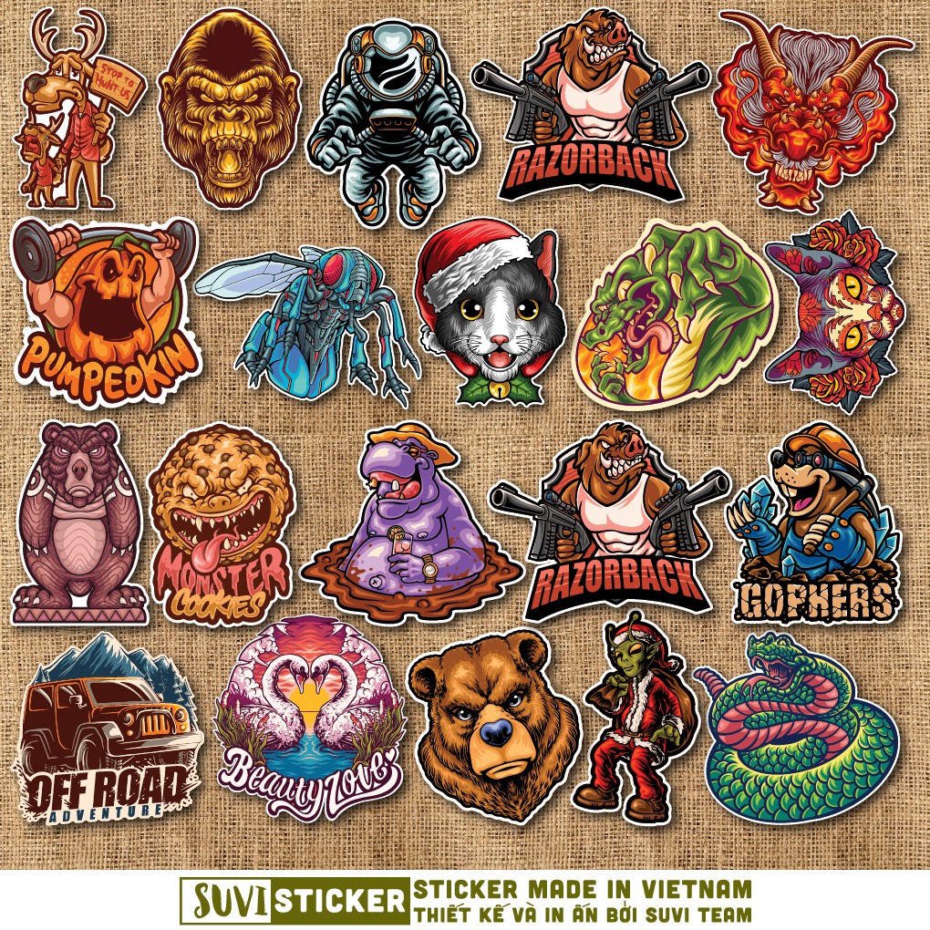 50 Sticker Cool Ngầu chống nước sticker dán laptop, điện thoại, đàn guitar, mũ bảo hiểm, vali. MSP: SV232