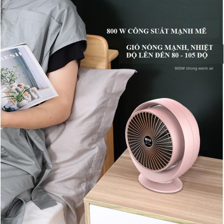 (Mẫu 2021) Quạt sưởi mini 2 chiều để bàn Heater Fan công suất 800W, Máy sưởi ấm chống lật Công Nghệ Số BV