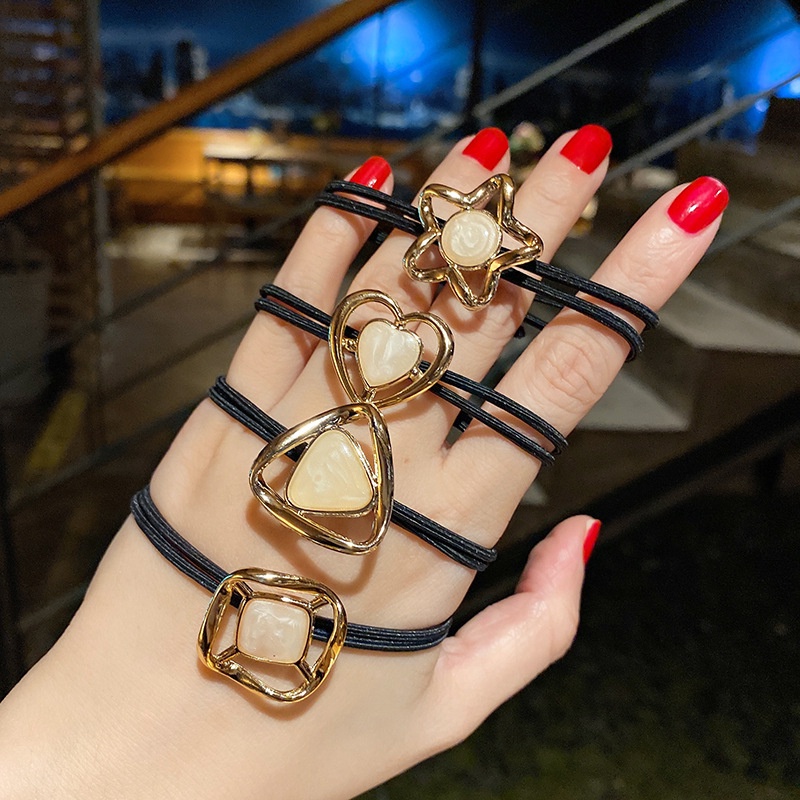 Dây buộc tóc cao su trang trí hình ngôi sao/ trái tim xinh xắn