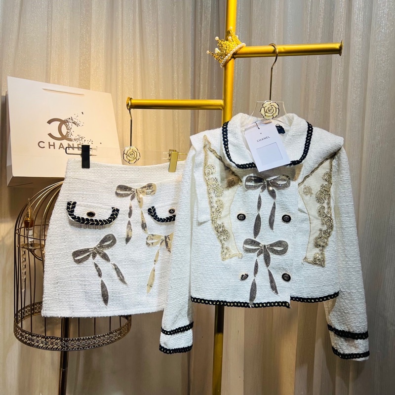 Set dạ Chaneo nơ kim sa