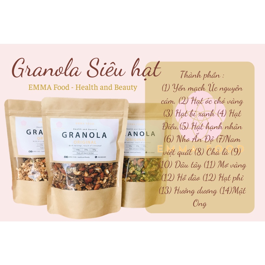 Granola Bar - Thanh Hạt Dinh Dưỡng Healthy Không Đường By EMMA Food - Ăn Kiêng Đẹp Da Đẹp Dáng