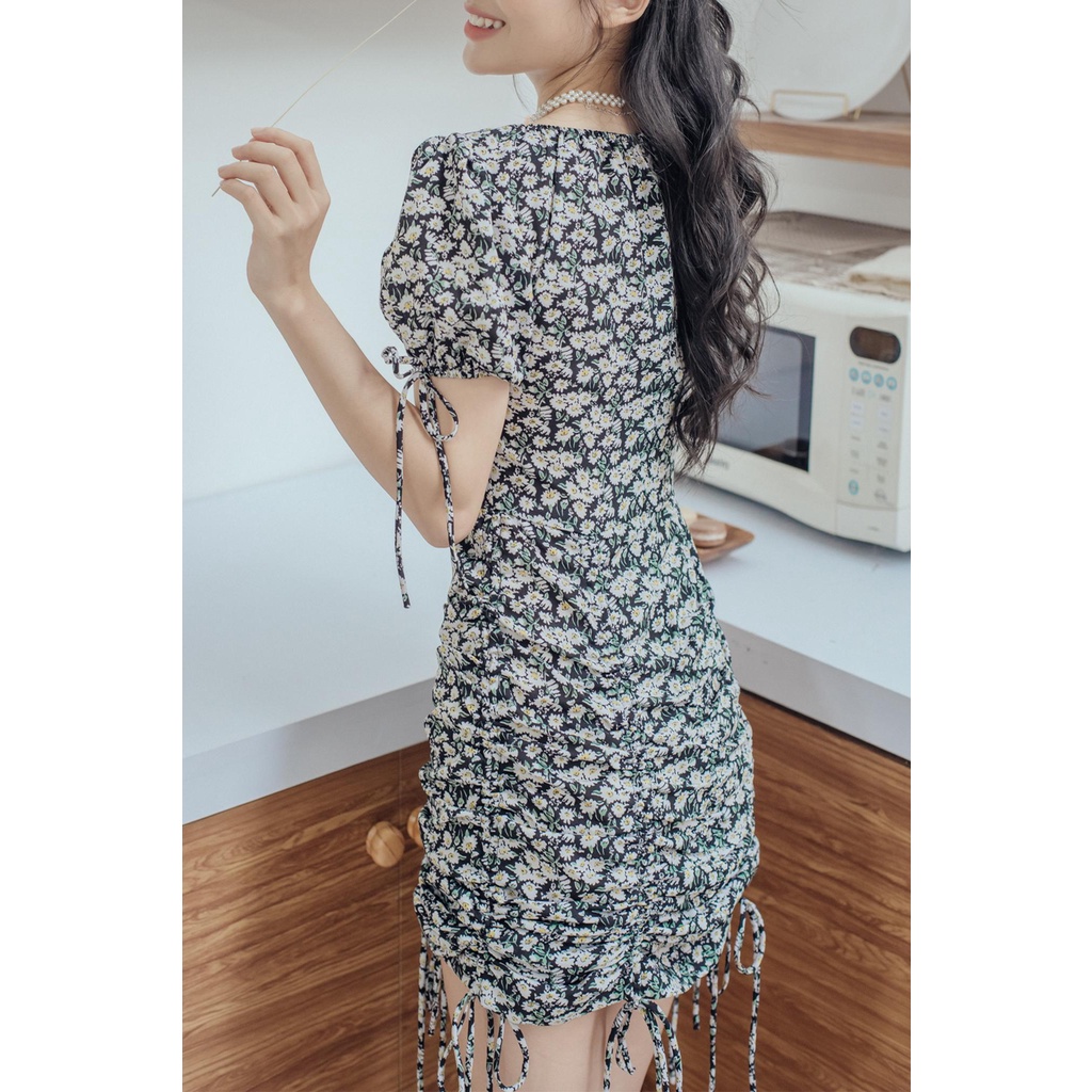 Đầm đen hoa nhí dây rút Jou Jou Dress Gem Clothing SP060298