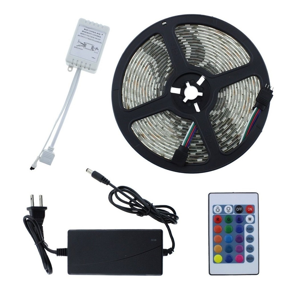 bộ đèn LED dây dán 5050 phủ keo, Đèn Led TikTok 7 màu RGB 5 mét Chống nước- Phủ Silicon- Remote 24 phím chức năng