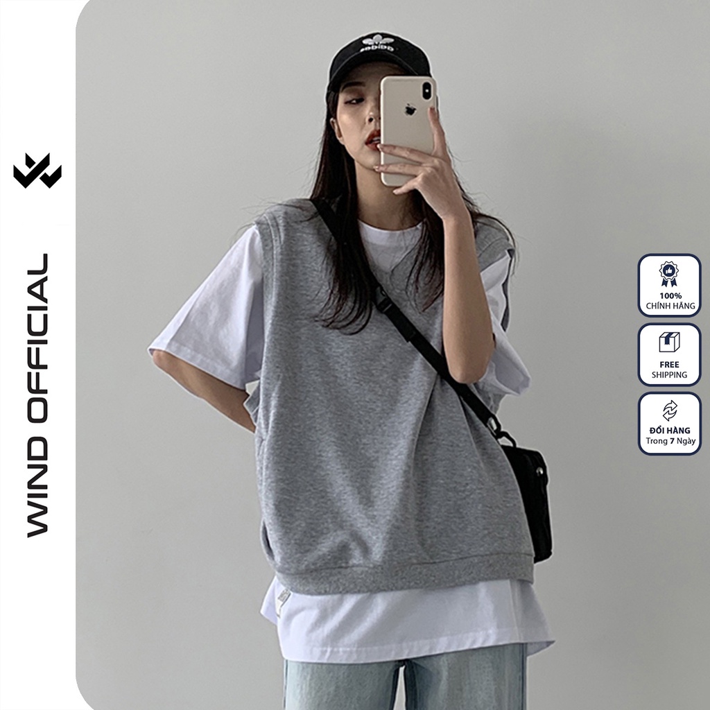 Áo gile unisex WIND form rộng Trơn thời trang nam nữ oversize phong cách ulzzang