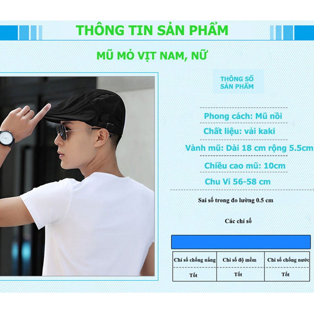 Nón Beret Kiểu Mỏ Vịt Cho Nam Và Nữ, Mũ Lưỡi Trai Hàn Quốc Thoáng Mát Chất Vải Kaki Cao Cấp Chống Nắng Và Thời Trang