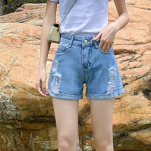 Quần Short Denim Ống Rộng Thời Trang Mùa Hè Hàn Quốc Dành Cho Nữ