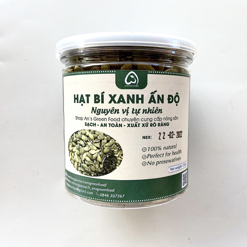 Nhân Hạt Bí Xanh Ấn Độ (Tươi hoặc Sấy chín) - An’s Green Food (250g)