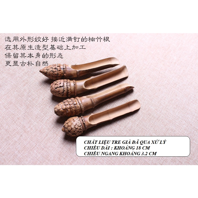 Dụng cụ xúc trà, muỗng thìa xúc trà bằng tre già
