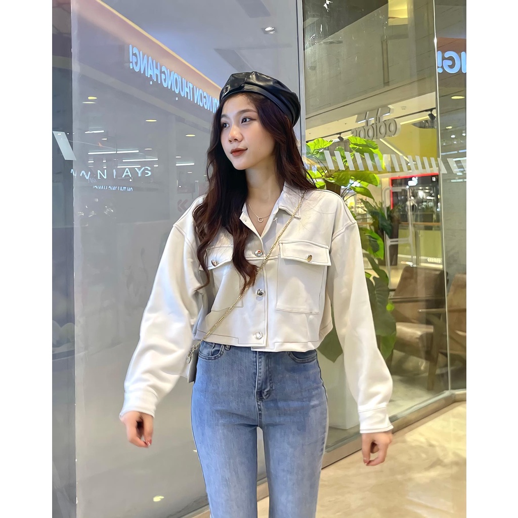 Áo khoác da lộn croptop thơi trang nữ Miho house