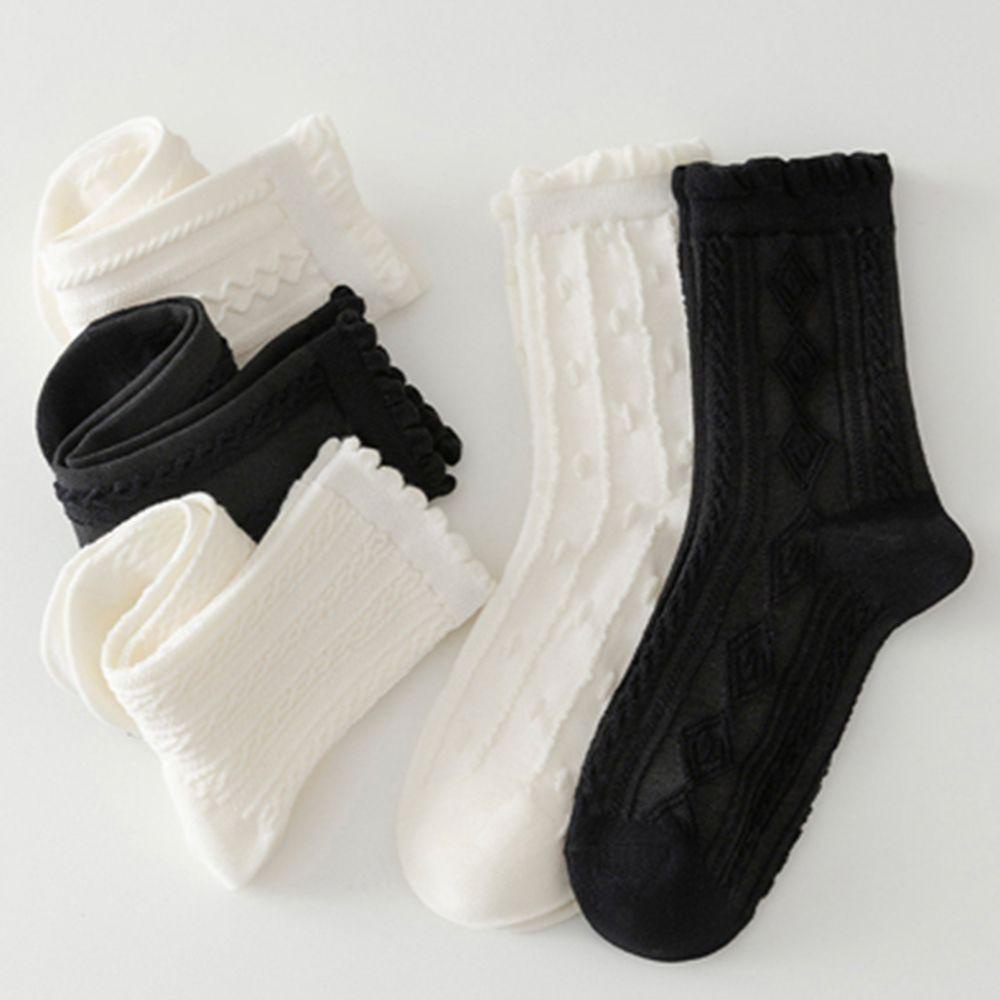 Vớ Cotton Cổ Trung Họa Tiết Kẻ Sọc Phong Cách Nhật Bản Thời Trang Cho Nữ