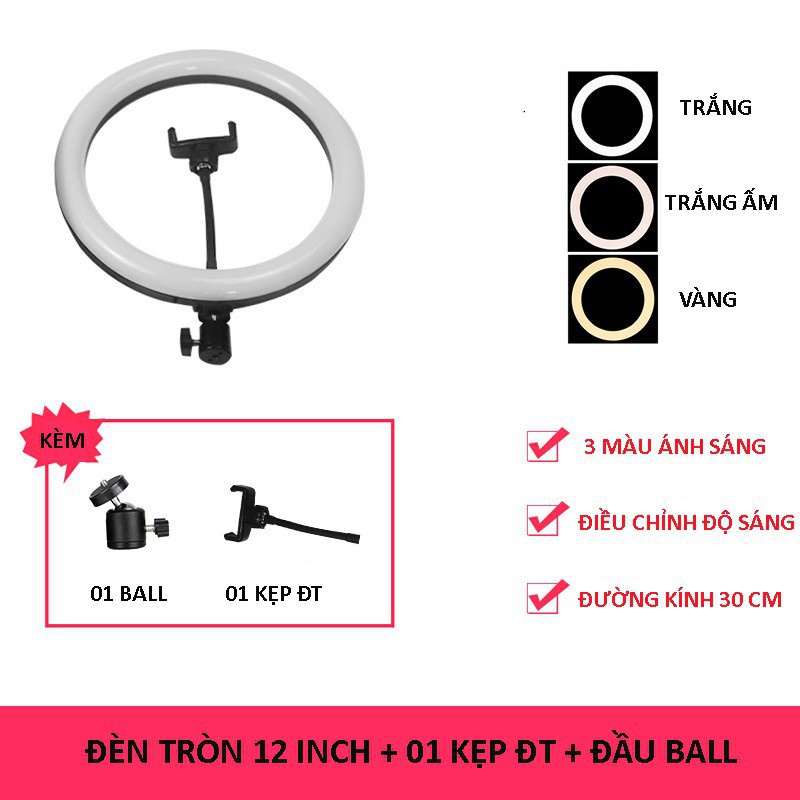 Đèn Livestream Giá Rẻ 30cm + Chân 2m1 Hỗ Quay Tik Tok - Chụp Ảnh - Bán Hàng - Make Up - Thay Đổi Chế Độ Sáng