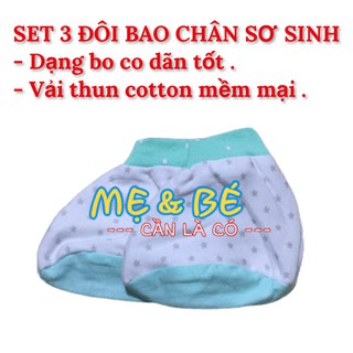 Set 3 Đôi Bao Chân Cho Bé Sơ Sinh Hotga  (sơ sinh-6 tháng vải cotton bo thun )