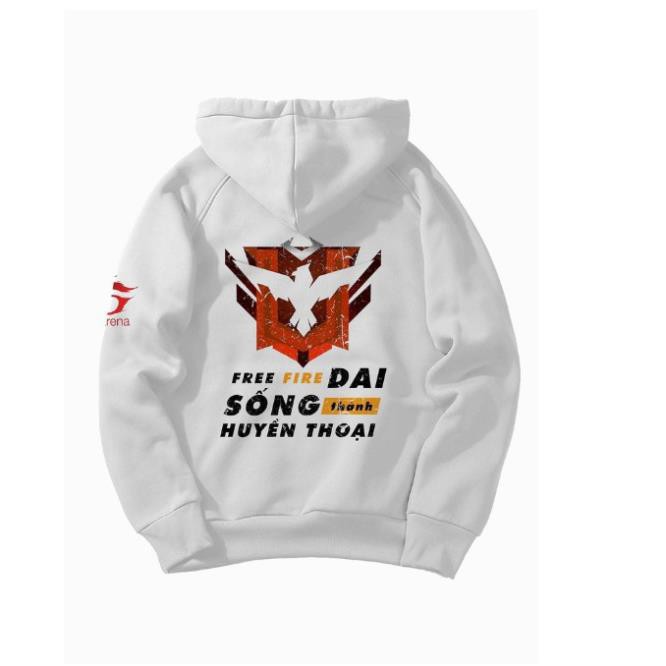 NEW- SALE- Áo Hoodie Trắng FREE FIRE Sống Dai Thành Huyền Thoại Vải Nỉ Mềm Mịn Cao Cấp - áo FF chất - MUA NGAY