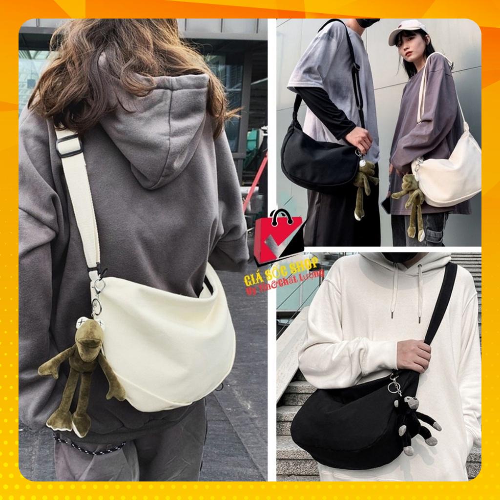 TÚI TOTE ĐEO CHÉO BÁN NGUYỆT VẢI CANVAS PHONG CÁCH ULZZANG ĐỂ SÁCH A4