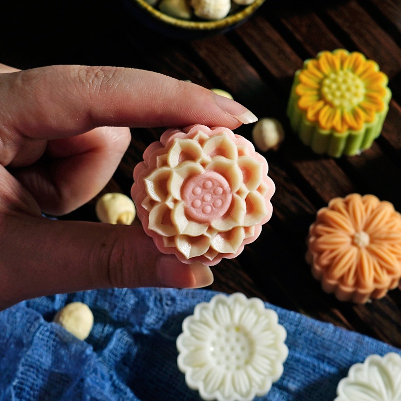 Bộ Khuôn Làm Bánh Trung Thu 20g Hình Bông Hoa Dễ Thương