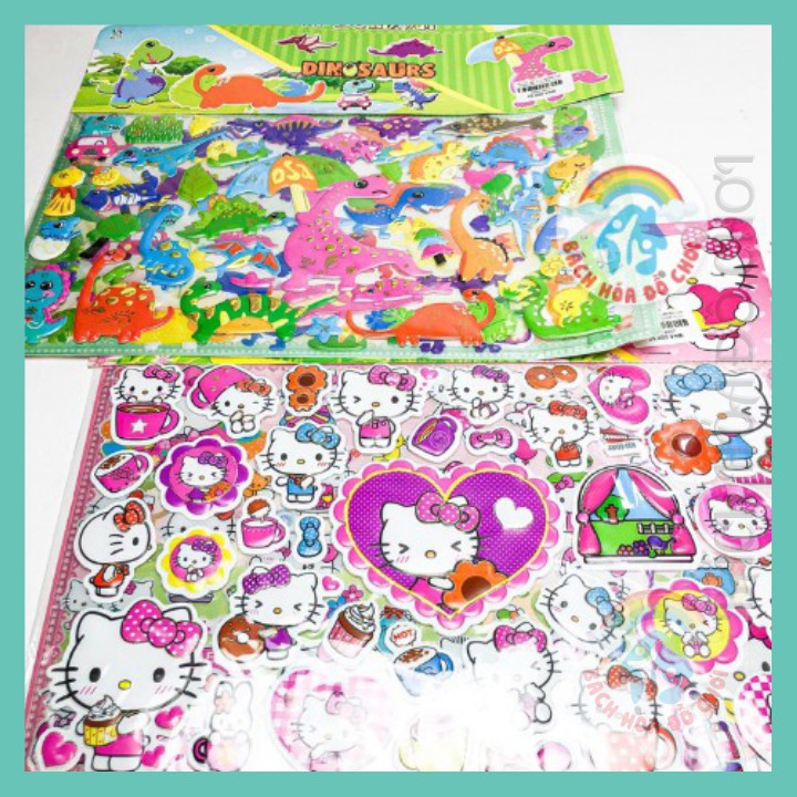Hình Dán Cho Bé 💖𝑭𝑹𝑬𝑬𝑺𝑯𝑰𝑷💖 Sticker Khủng Long - Hello Kitty