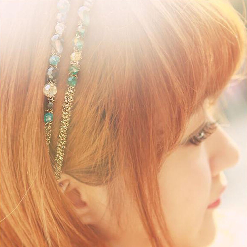 Băng đô cài tóc đính kim cương giả nhiều màu long lanh