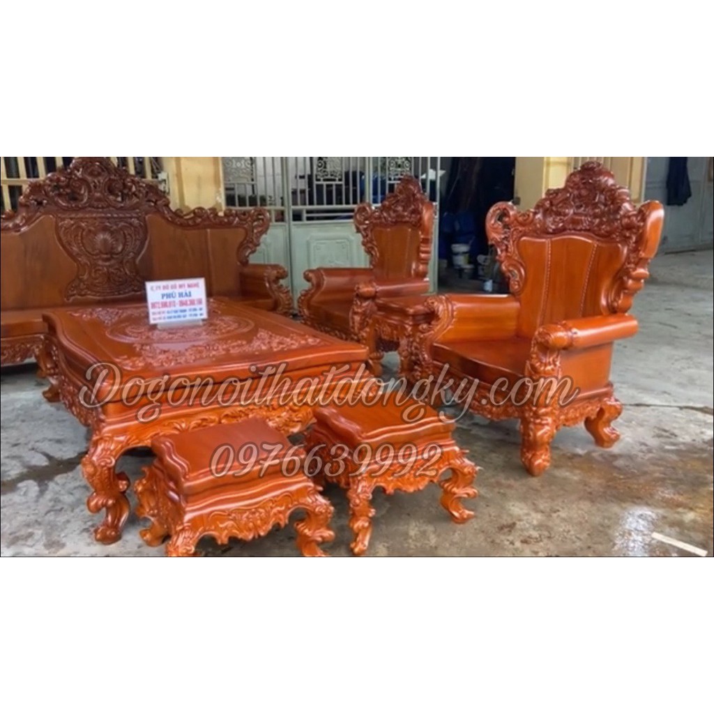 Bộ bàn ghế hoàng gia đẹp tân cổ điển gỗ hương
