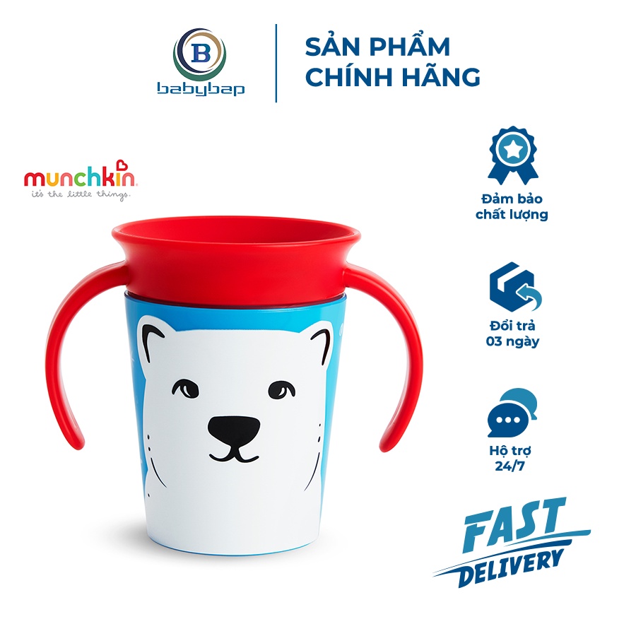 Cốc 360 Độ Chống Đổ Deco Có Tay Cầm Munchkin (177ml) Dành Cho Bé Trên 6 Tháng Tuổi