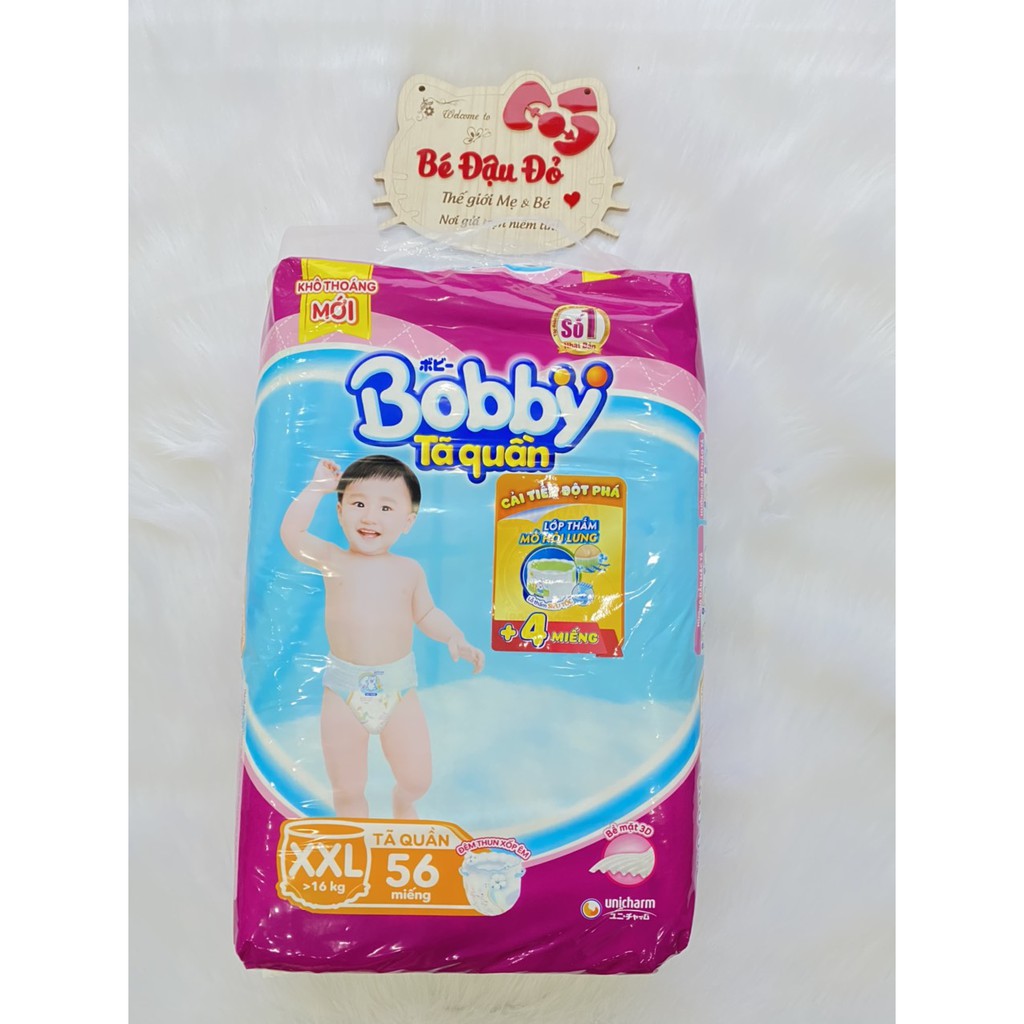 Tã quần Bobby m76 tặng 8 miếng, L68 tặng 8 miếng, XL 62 tặng 8miếng ,xxl tặng 4