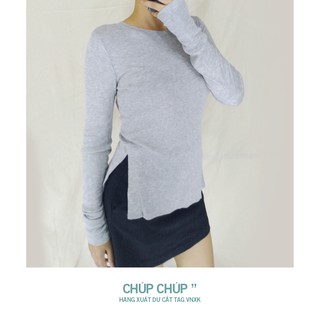 Áo thu basic xẻ tà