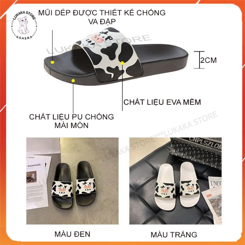 Dép Bò Sữa Quai Ngang Thời Trang Cao Cấp Họa Tiết 2 Màu Dễ Thương Giá Rẻ BS01