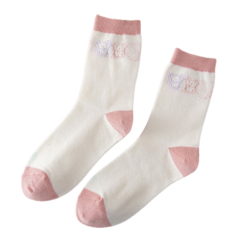 Youyo Vớ Cotton Cổ Cao Kẻ Sọc In Họa Tiết Báo Hồng Phong Cách Harajuku Nhật Bản Dễ Thương Cho Nữ