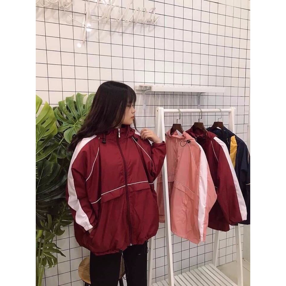 Áo khoác dù nam nữ form rộng 1 sọc tay
