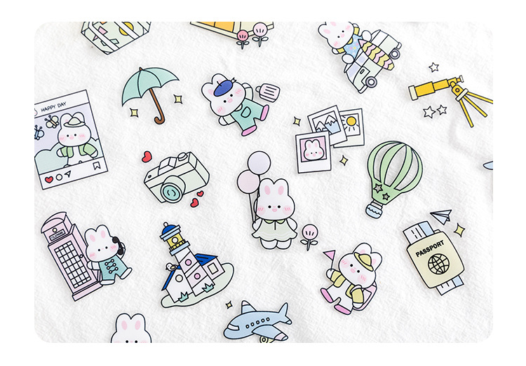 Flowertree Sticker Bộ 40 cái nhãn dán trang trí sổ sách xinh xắn