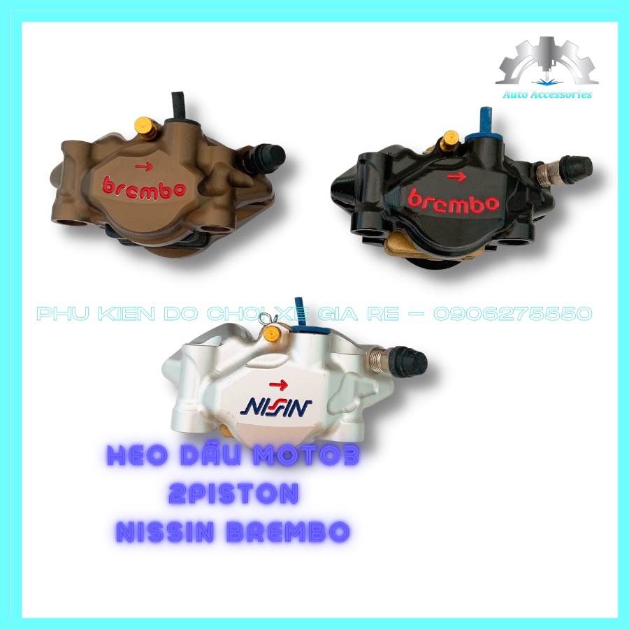 Heo Dầu Trước Nissin Brcmbe MOTO3 2piston gắn Trước Tất Cả các dòng xe - KÈM PÁT CNC gắn Trước Đĩa size ZIN